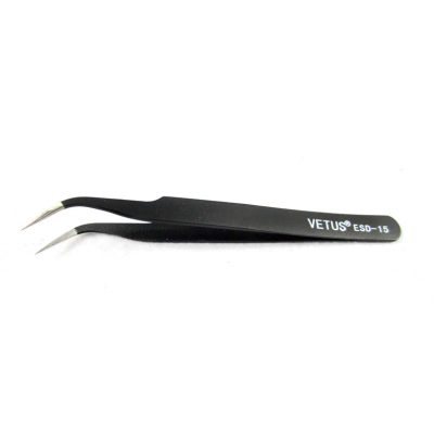 Vetus Precision Electro Static Discharge Safe Stainless Tweezers (ESD-15)